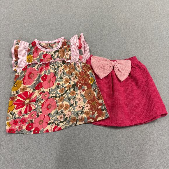 Shop The Mint Girls Set 10/12 Floral Ruffle Top Tweed Bow Skirt Fairy Princess - Picture 1 of 14